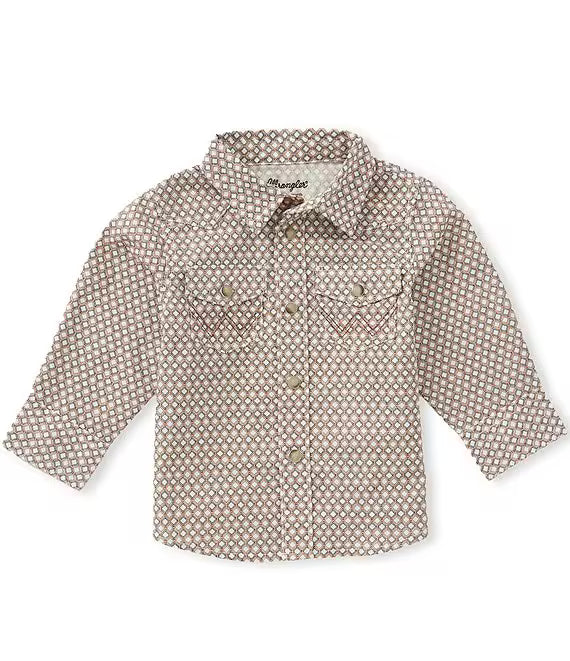 Boy's Wrangler Long Sleeve Snap Shirt - Brown