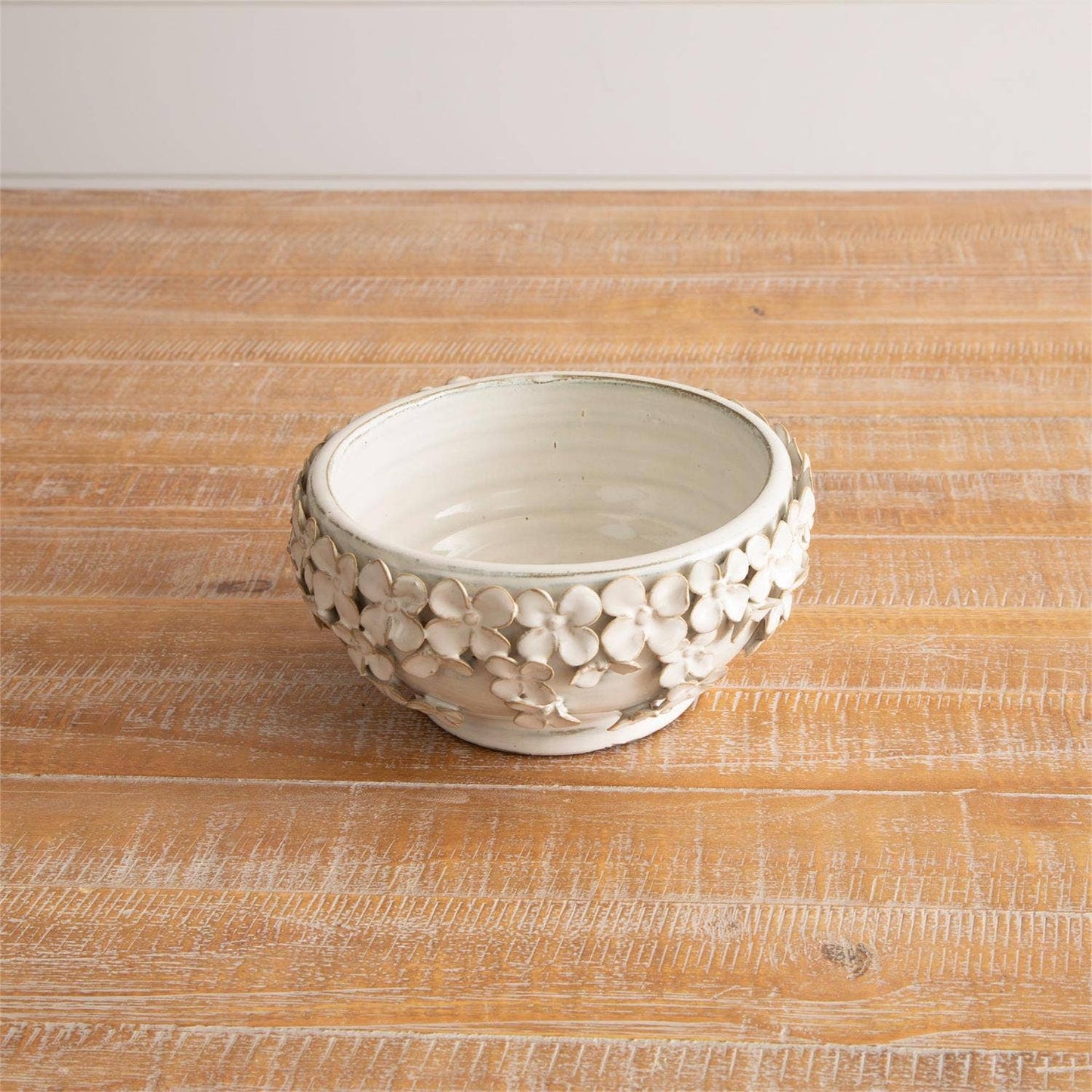 Ceramic Bowl with 3D Sculpted Florals