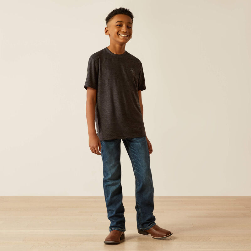 Boy's Ariat Vertical Gradient Charger Shirt - Black Heather