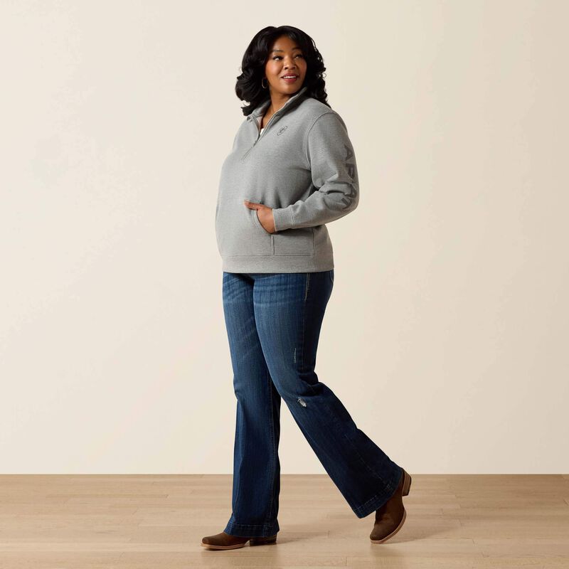 Women's Ariat 1/2 Zip Sweatshirt - Heather Grey