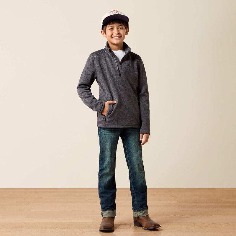 Boy's Ariat Caldwell 1/4 Zip Sweater - Iron Gate