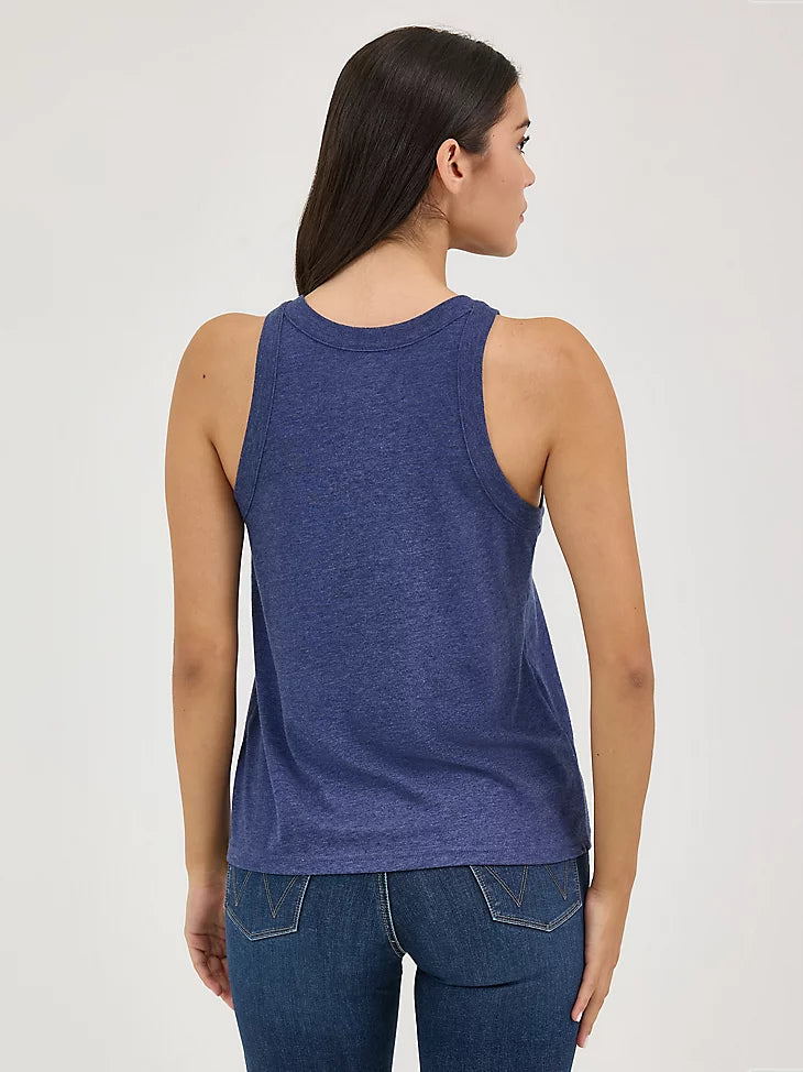 Women's Wrangler Retro Western Graphic Goddess Tank Top - Navy