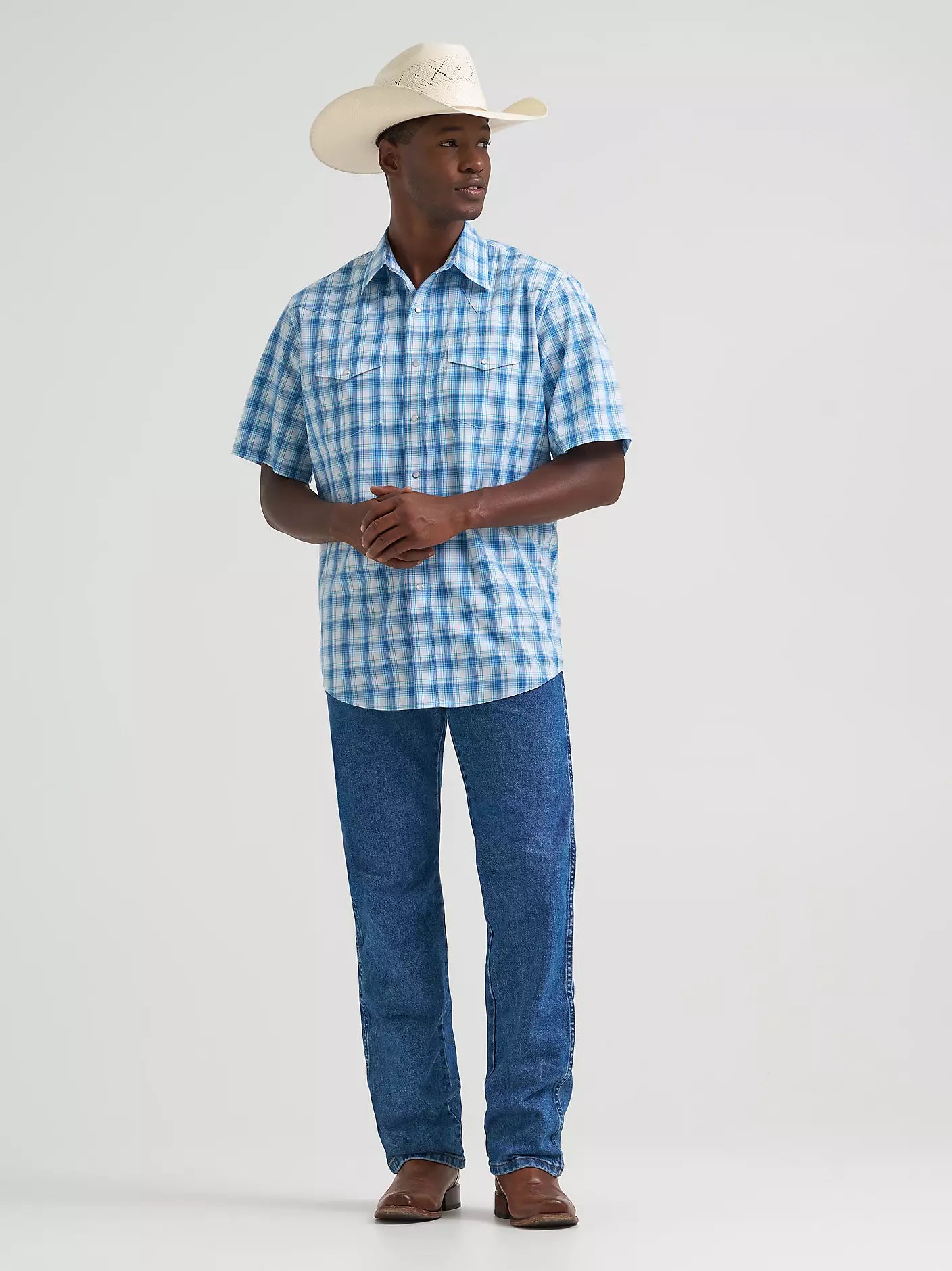 Men's Wrangler Short Sleeve Shirt - Seaside Blue