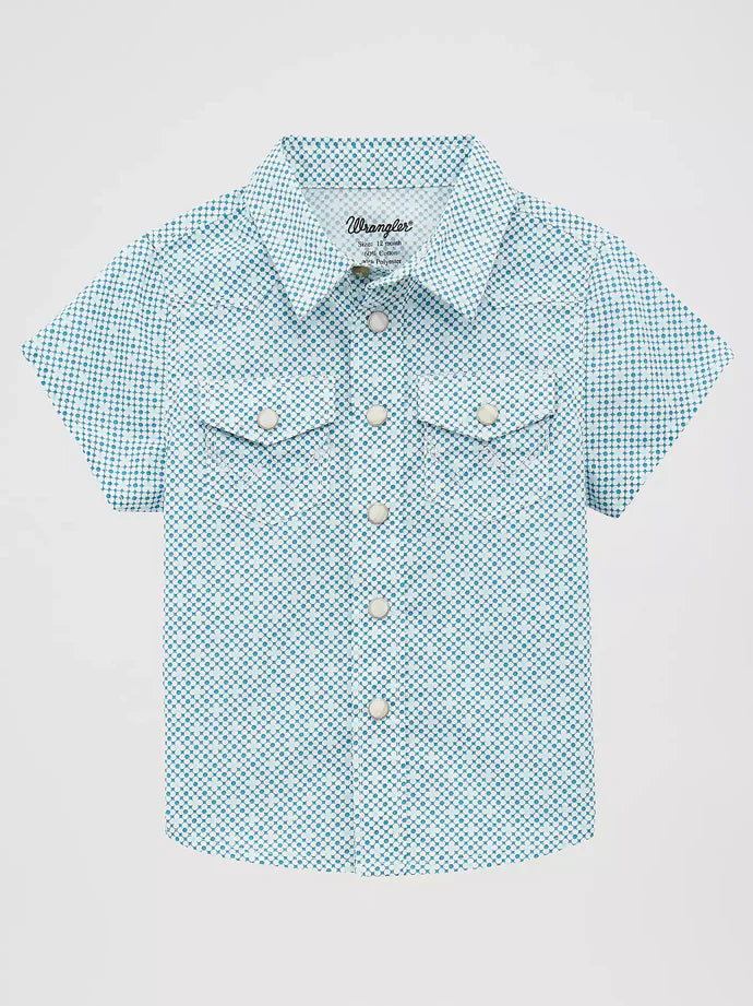 Boy's Wrangler Infant/Toddler Snap Short Sleeve Shirt - Teal