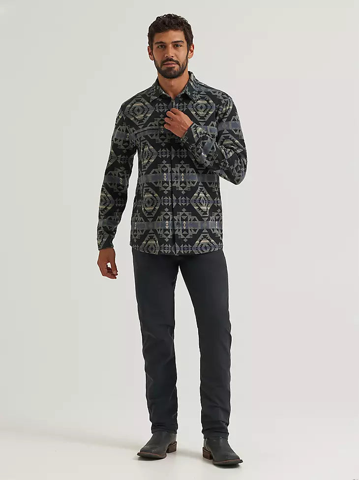 Men's Wrangler All Terrain Gear Blanket Shirt Jacket - Black Checotah