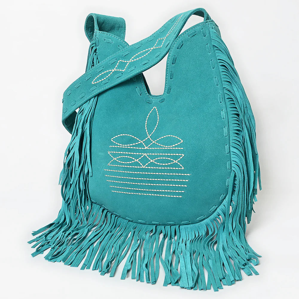 American Darling Suede Fringe Large Crossbody Bag - Western Embroidered Boho Hobo Purse