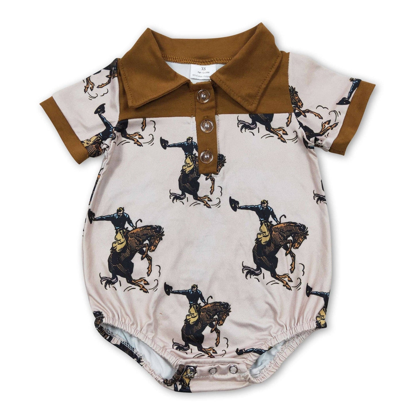 Boy's Short Sleeve Horse Rodeo Western Onesie