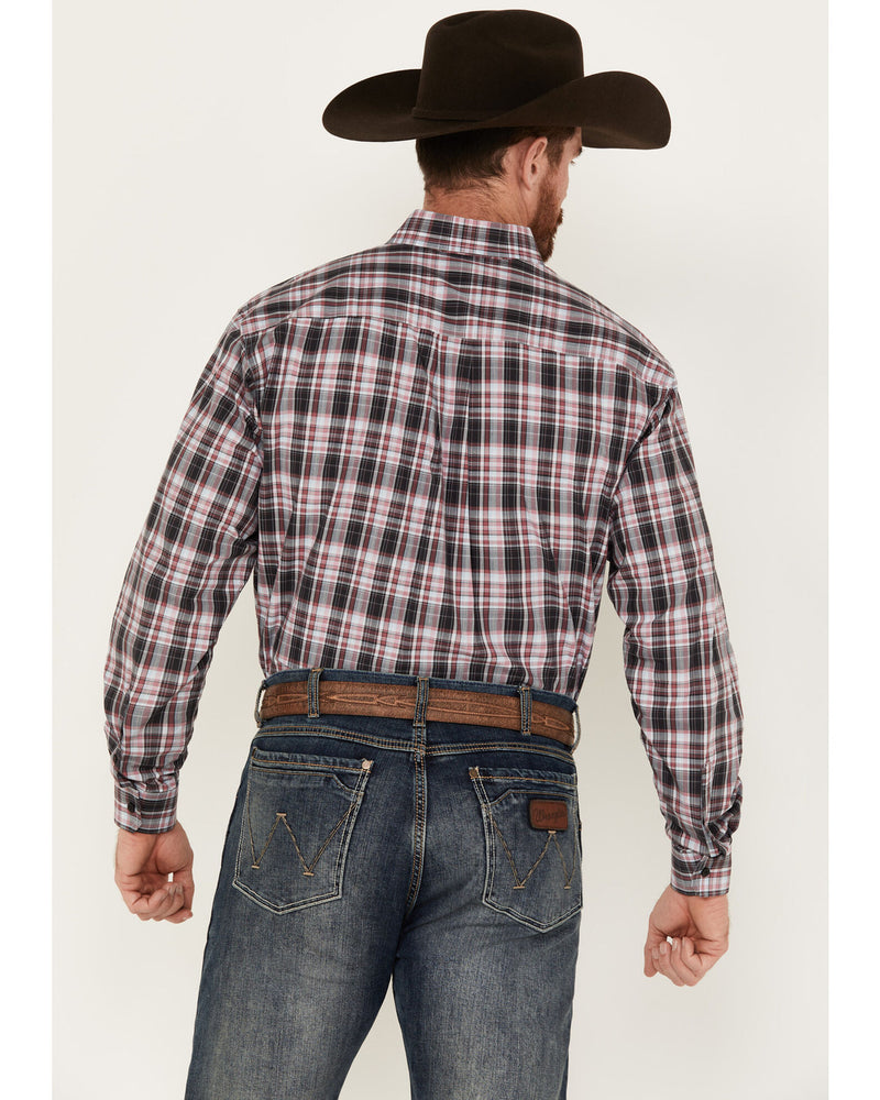 Men's Cinch Plaid Print Long Sleeve Button-Down Western Shirt