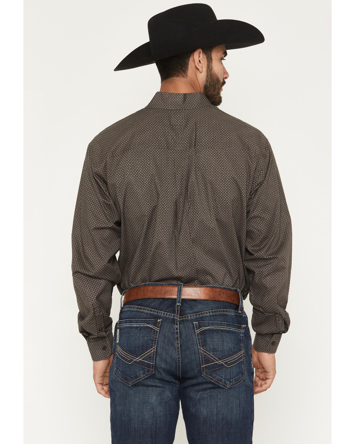 Men's Cinch Micro Geo Print Long Sleeve Button-Down Stretch