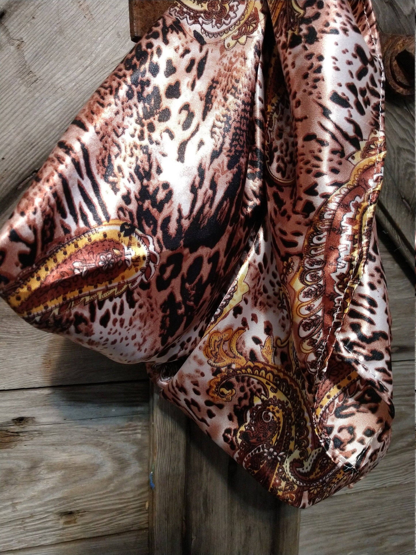 Wild Rag ANIMAL 608 Brown Paisley Cheetah Cowboy Western Neck Scarf Bandanna by Double B Wild Rags