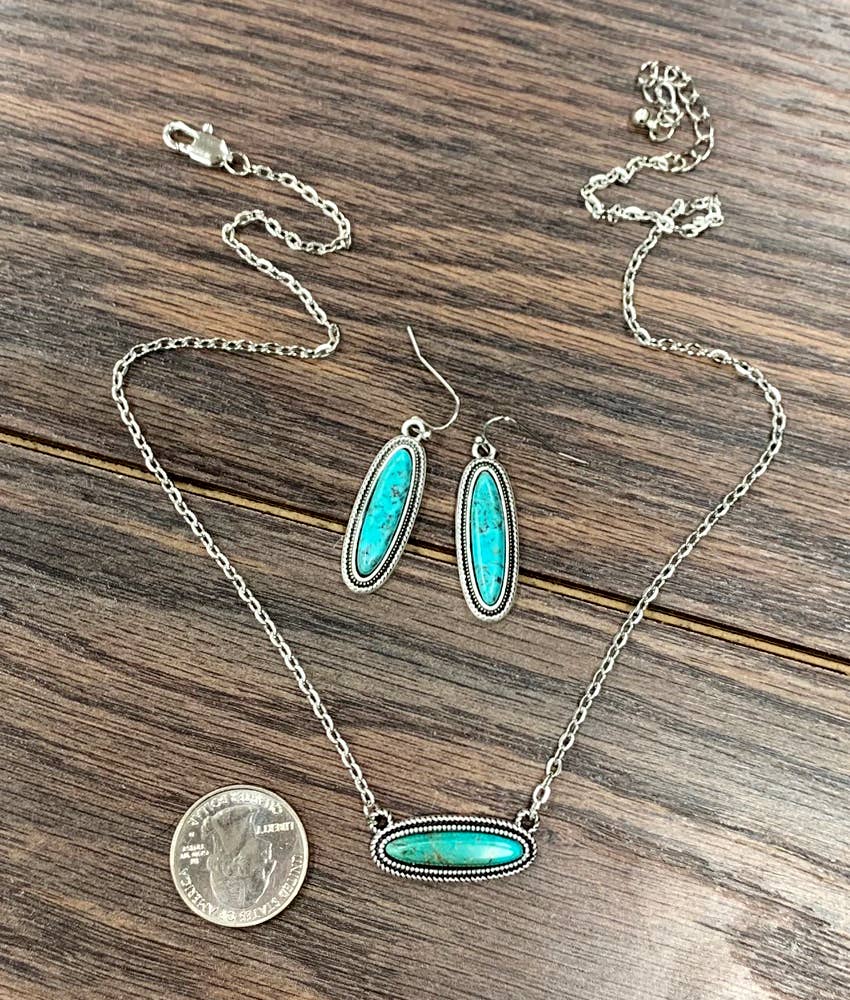 Turquoise Necklace Earrings Set