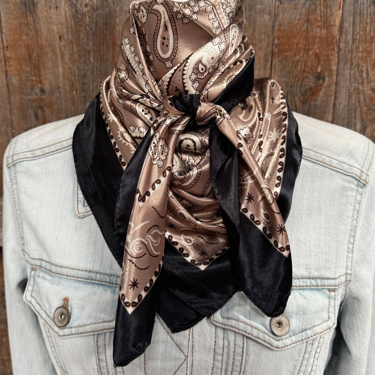Black and Tan Floral Paisley Wild Rag