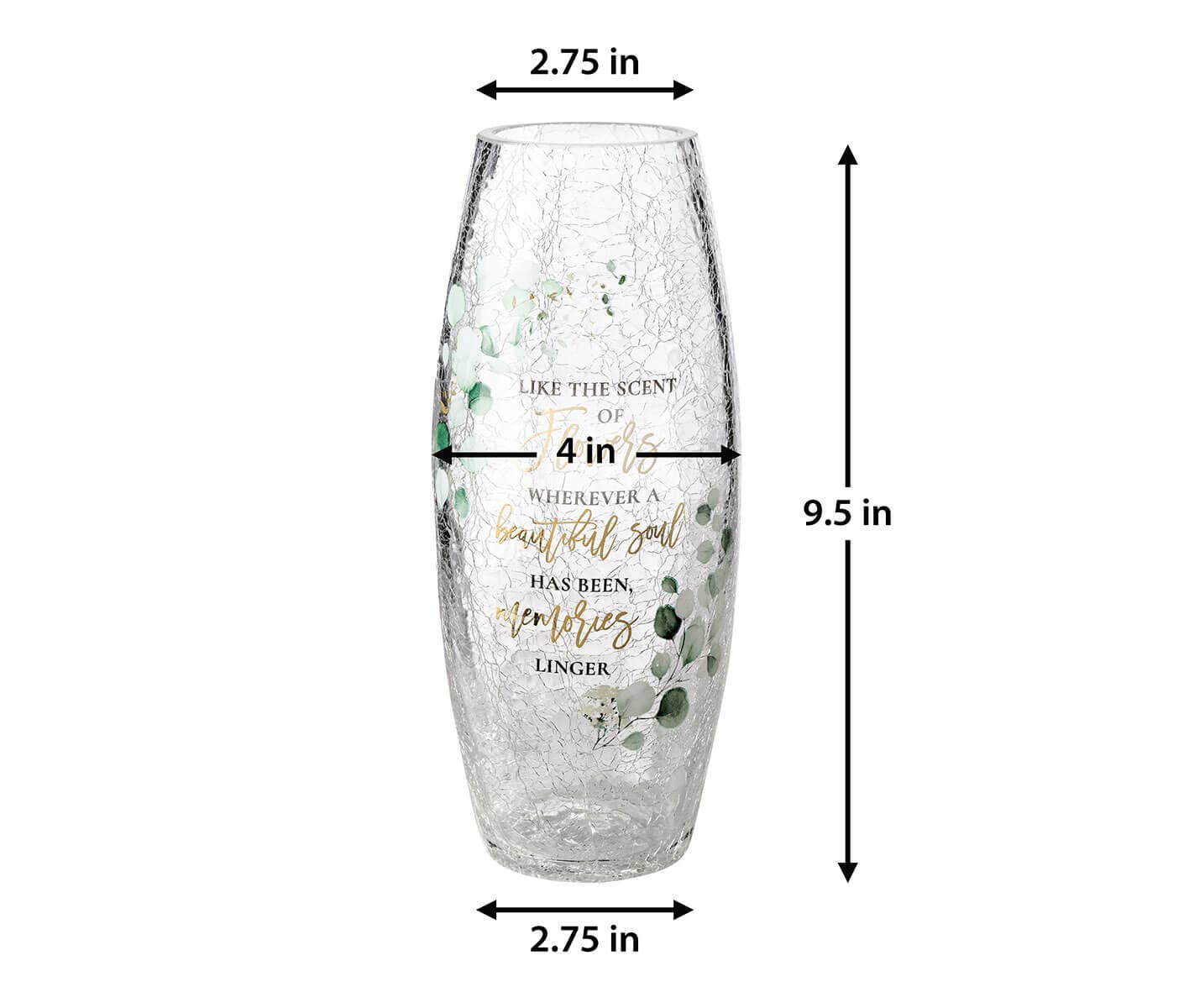 Crackle Glass Memorial Flower Vase - 'Like Scent of Flowers'