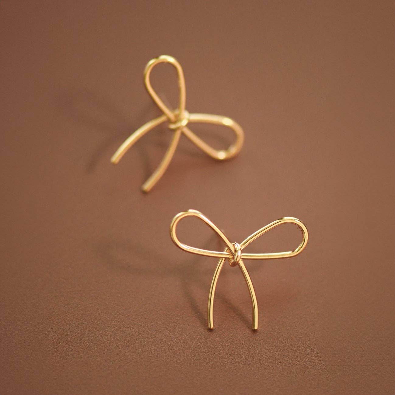 Gold Bow Knot Stud Earrings