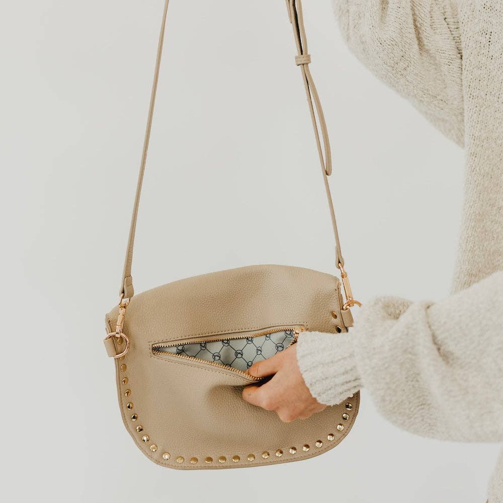 Pebble Sabrina Studded Bum Bag - Taupe