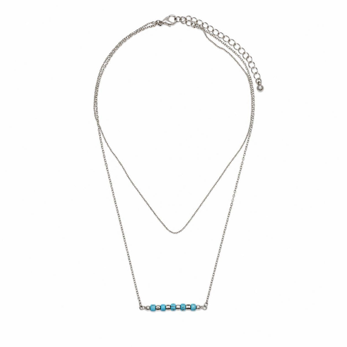 Layered Turquoise Bead Bar Necklace