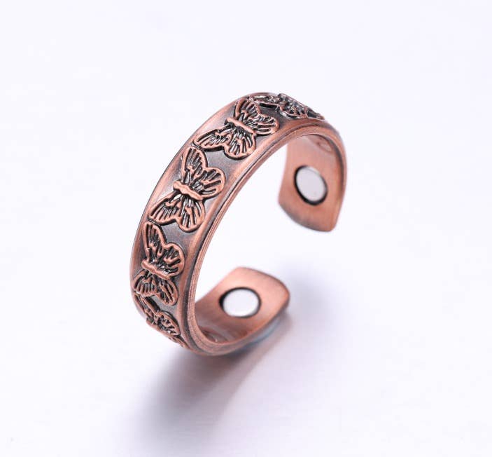 Butterfly Embossed Adjustable Ring with magnets