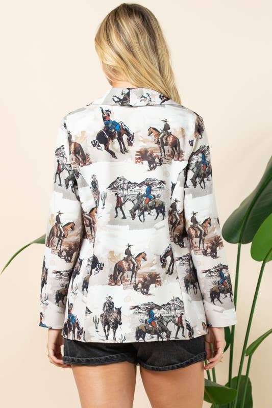 Women's Mason Western Cowboy Print Blazer