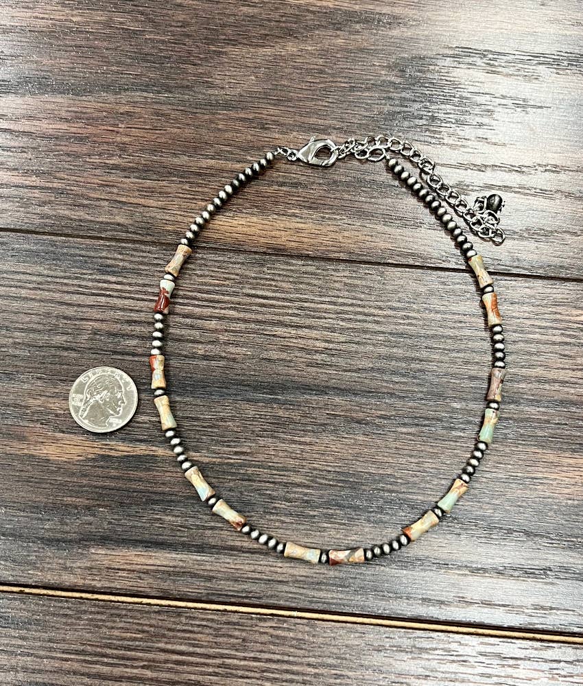 Natual Stone and Navajo Gemstone Necklace
