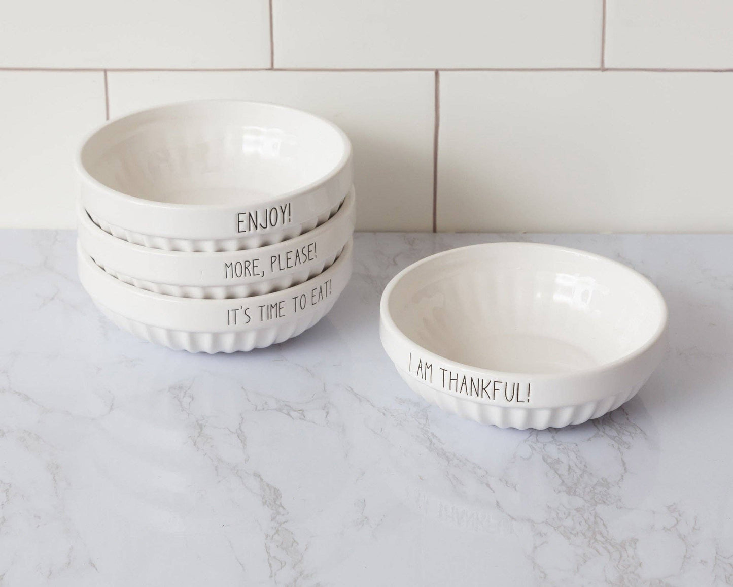 Bowls - Enjoy, More Please, Thankful, Time To Eat Set of 4