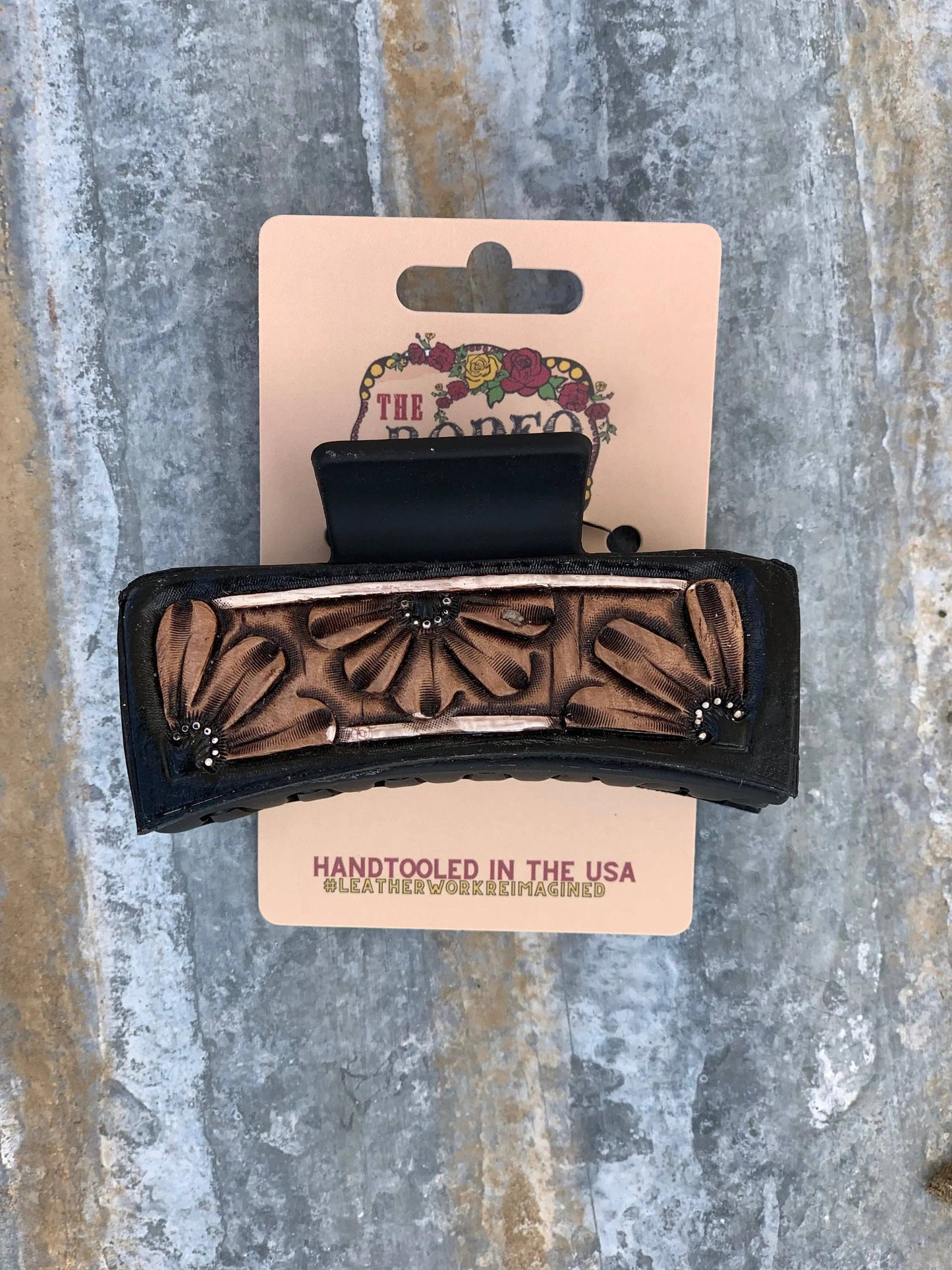 Leather Hair clip Daisy Cowgirl Rodeo Western Cowboy