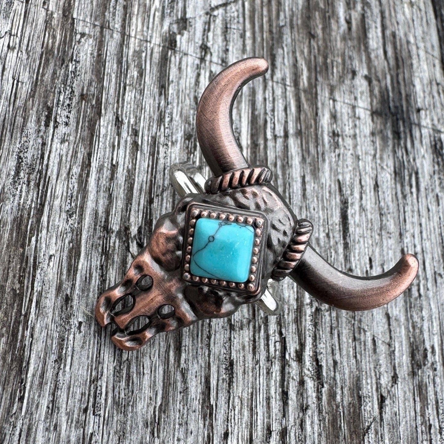 Wild Rag Slide Steer Skull with Faux Turquoise Center by Double B Wild Rags