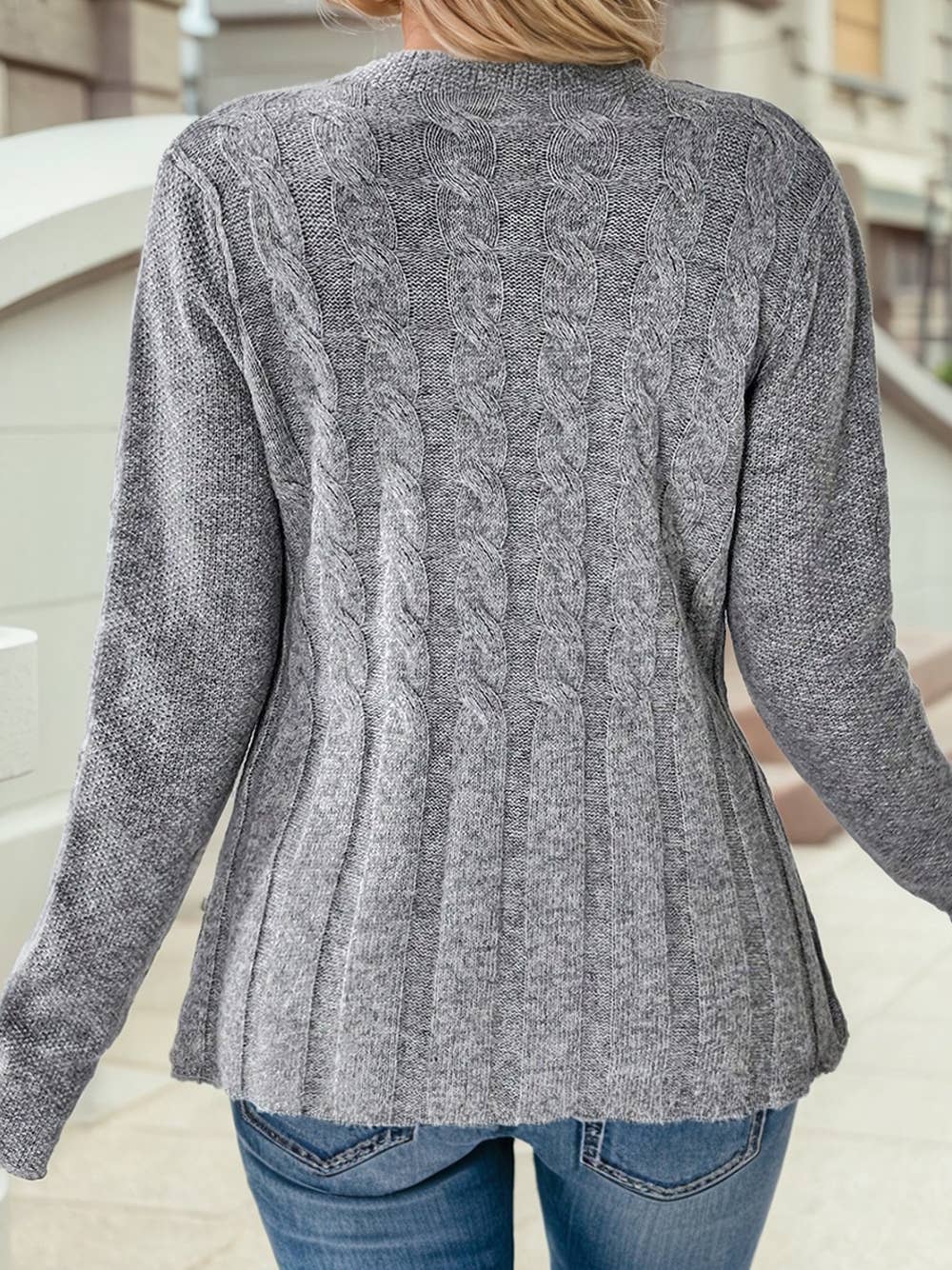 Women's Cable Cardigan - Gray