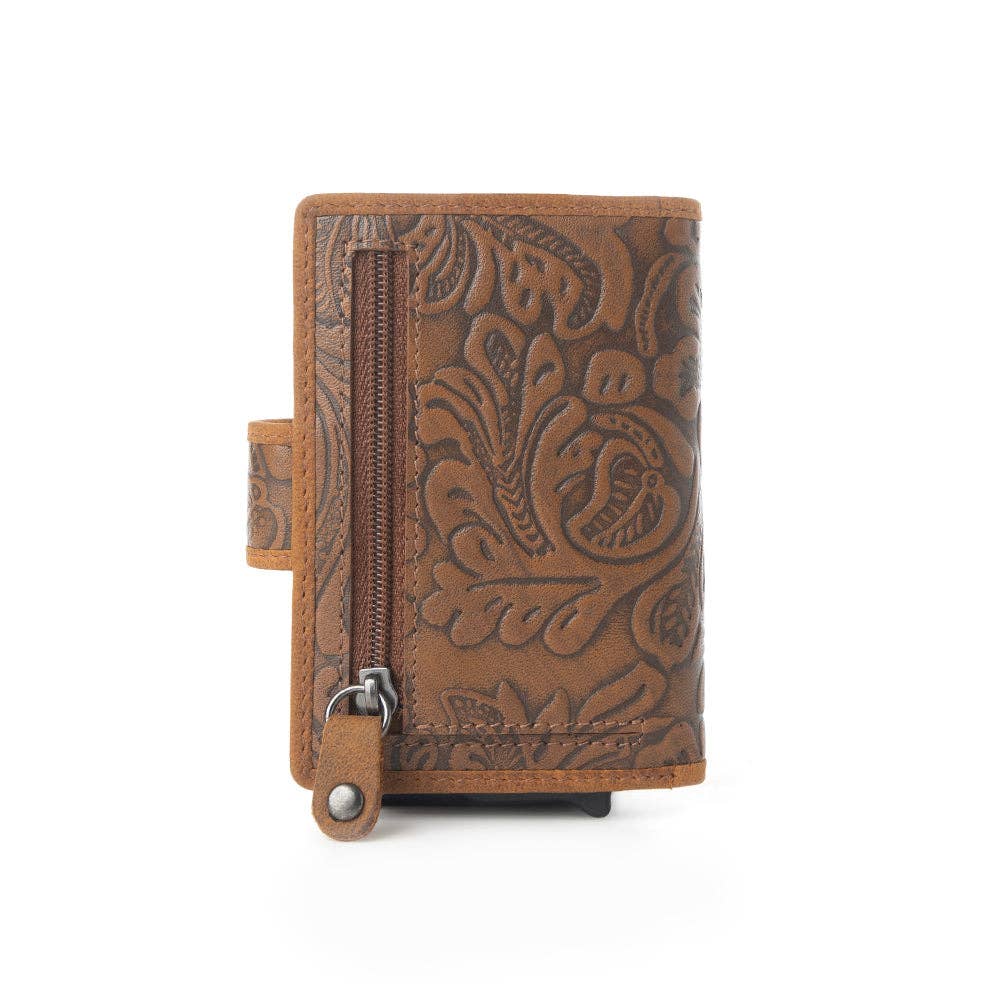 Wild Rose Leather Card Holder - Rustwood Floral