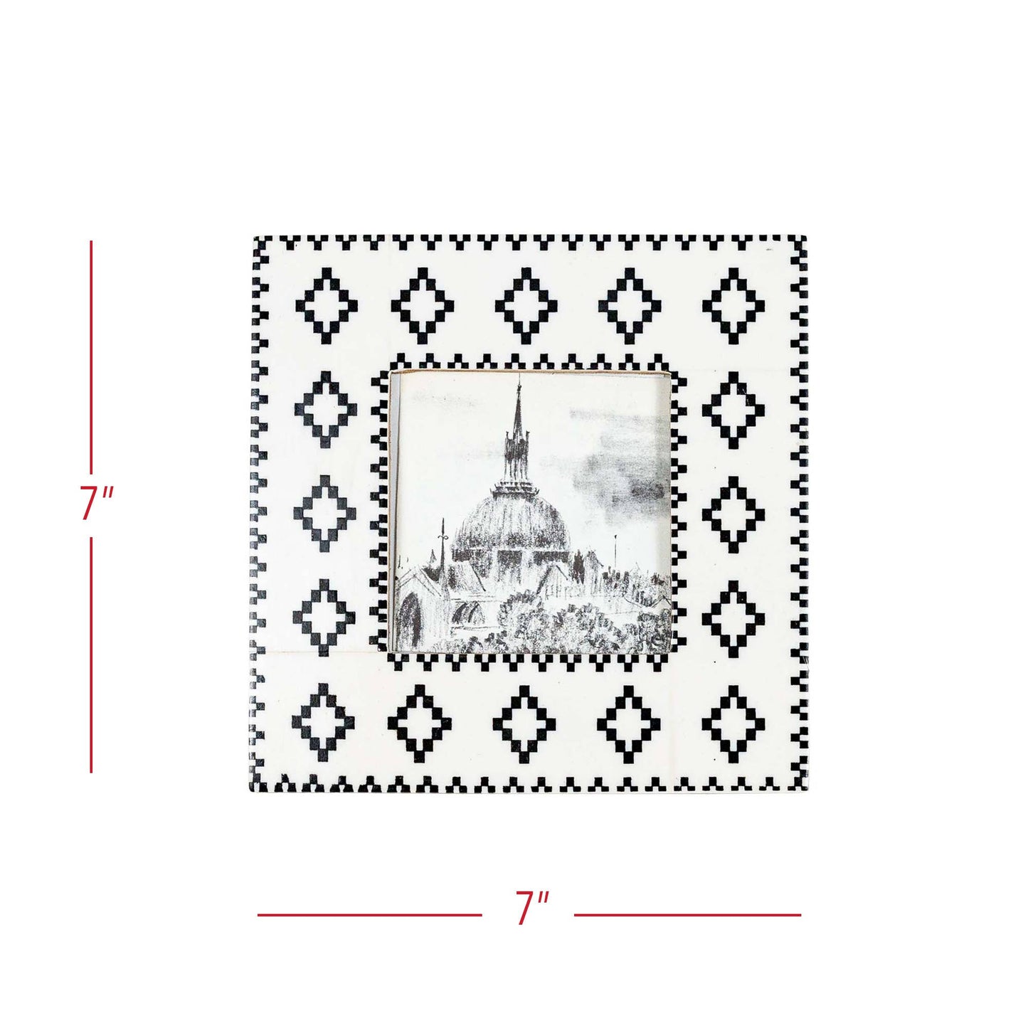 4x4 Photo Western Diamond Picture Frame Black Resin