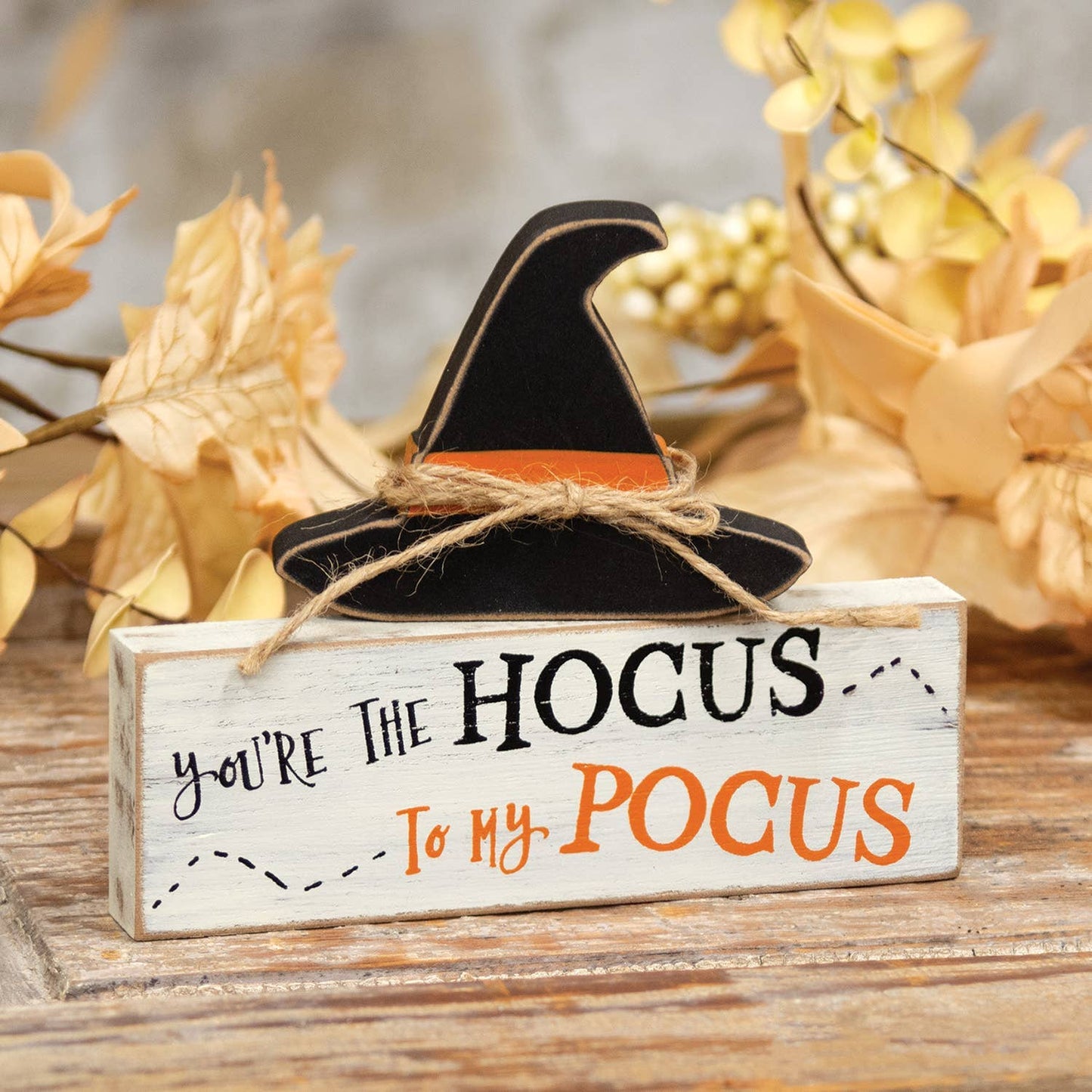 'Hocus Pocus' Wooden Block & Witch Hat Sitters - Set of 2