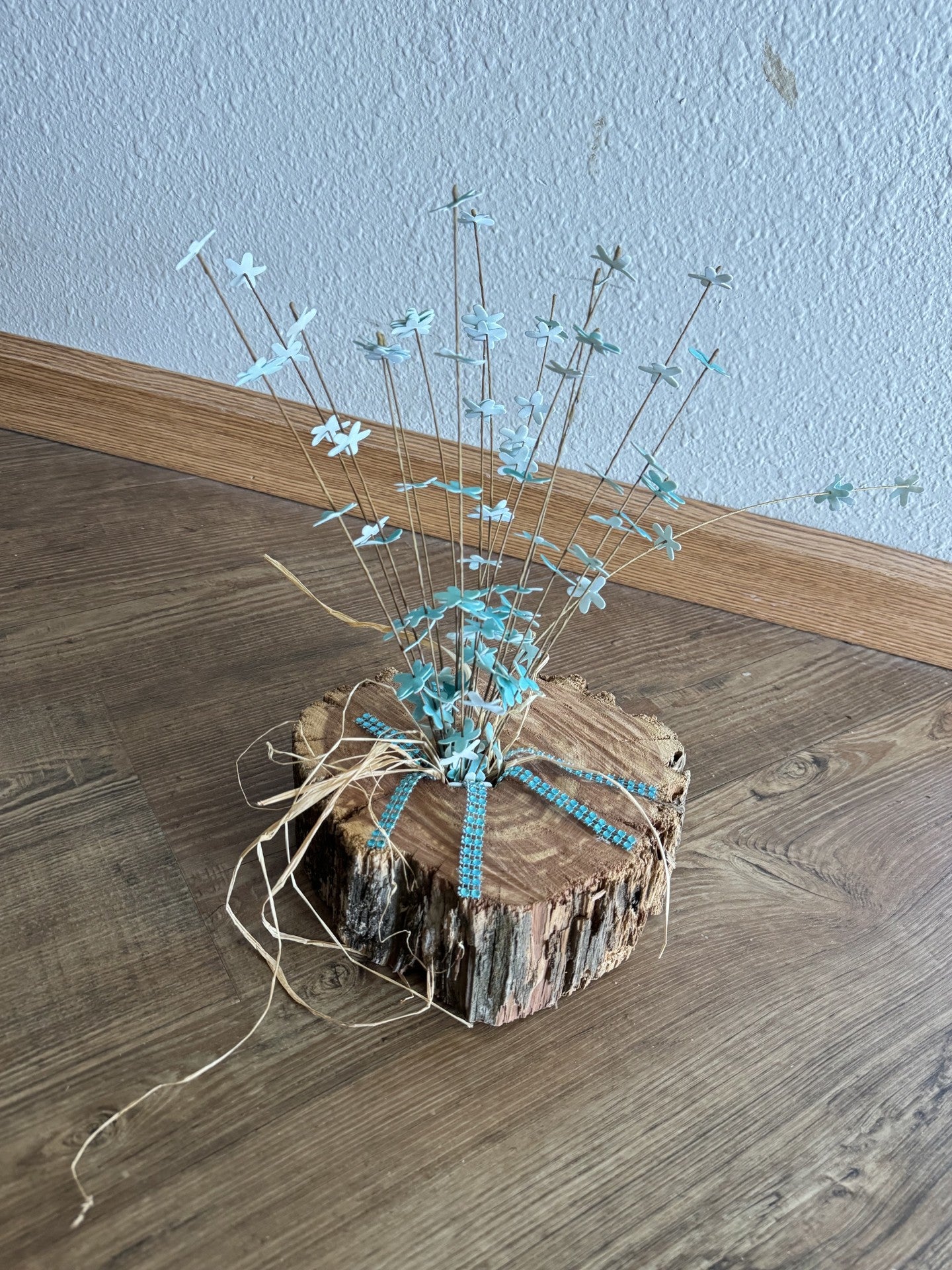 Wood Turquoise Table Center Piece