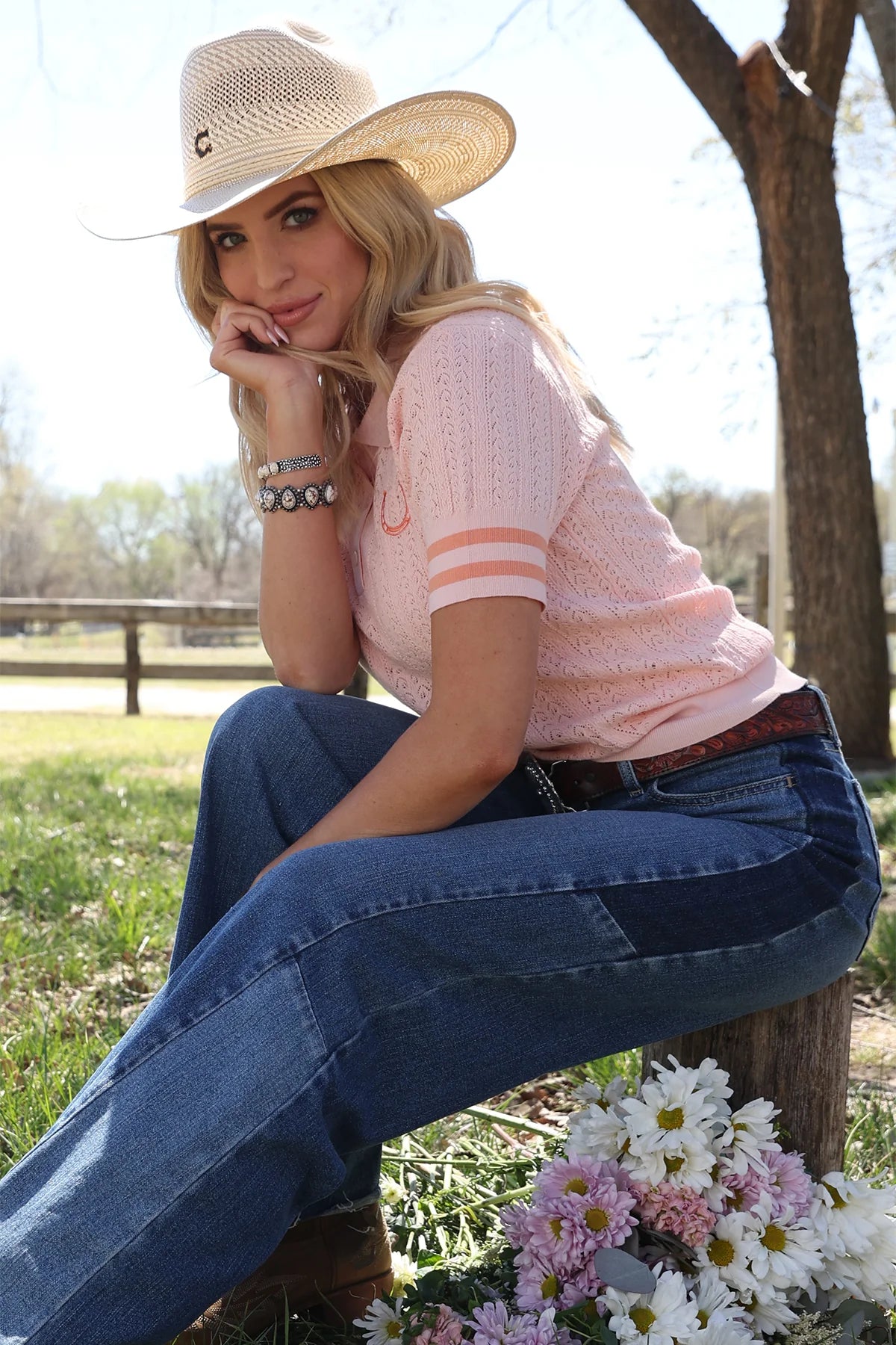 Women's Cruel Denim Pink Knit Polo