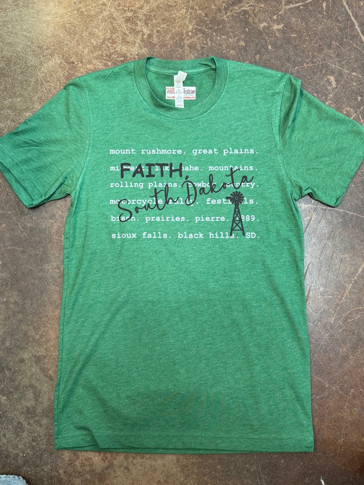 "Great State of Faith, SD" Sea Green Triblend Tee Shirt