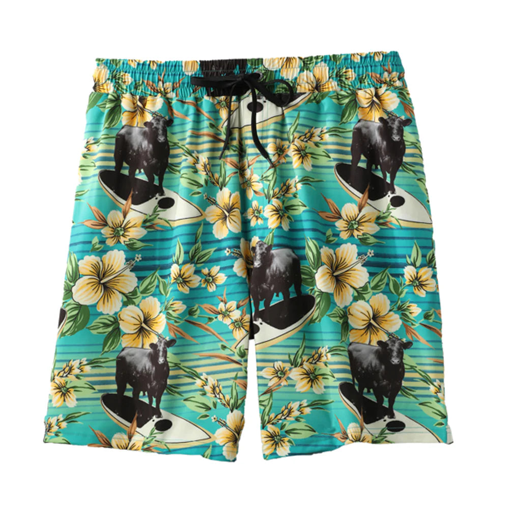 Men's Cinch Teal Cow Surfer Swim Trunks