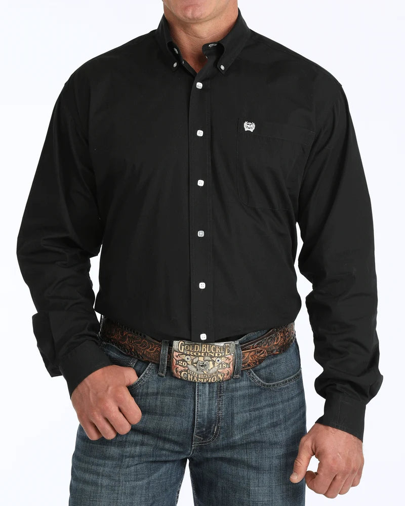 Men's Cinch Solid Black Button Down
