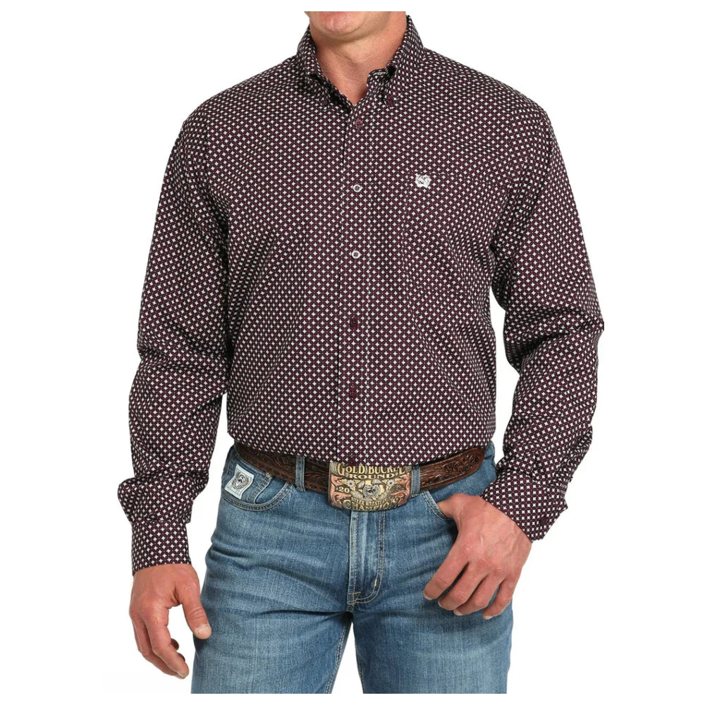 Men's Cinch Western Button Down Shirt - Purple Print