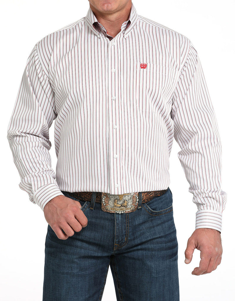 Men's Cinch Long Sleeve Tencel Stripe Button Down Shirt