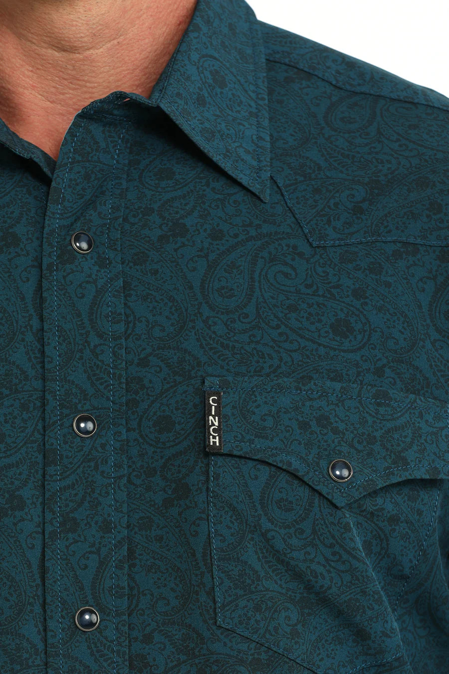 Men's Cinch Teal Print Modern Long Sleeve Shirt