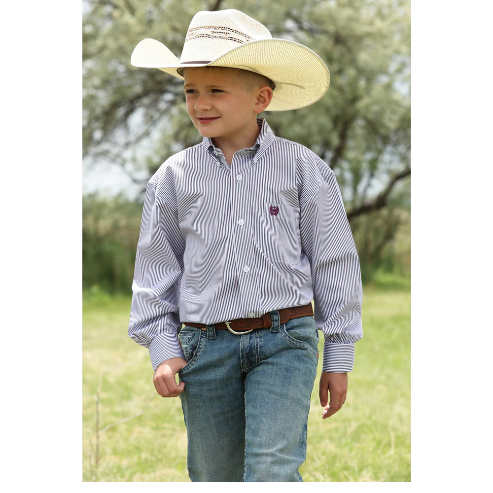 Boy's Cinch Long Sleeve Button Down Western Shirt - Tencel