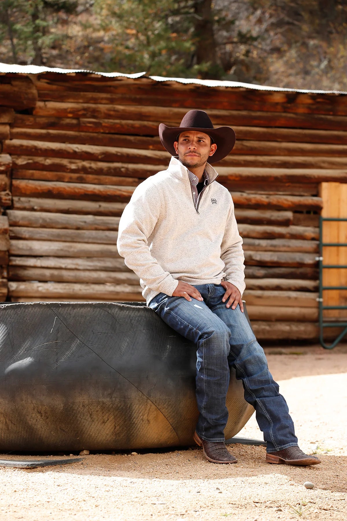 Men's Cinch 1/4 Zip Ribbed Pullover - Stone