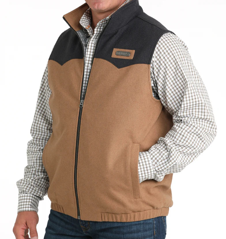 Men's Cinch Concealed Carry Wooly Western Vest - Brown/Gray