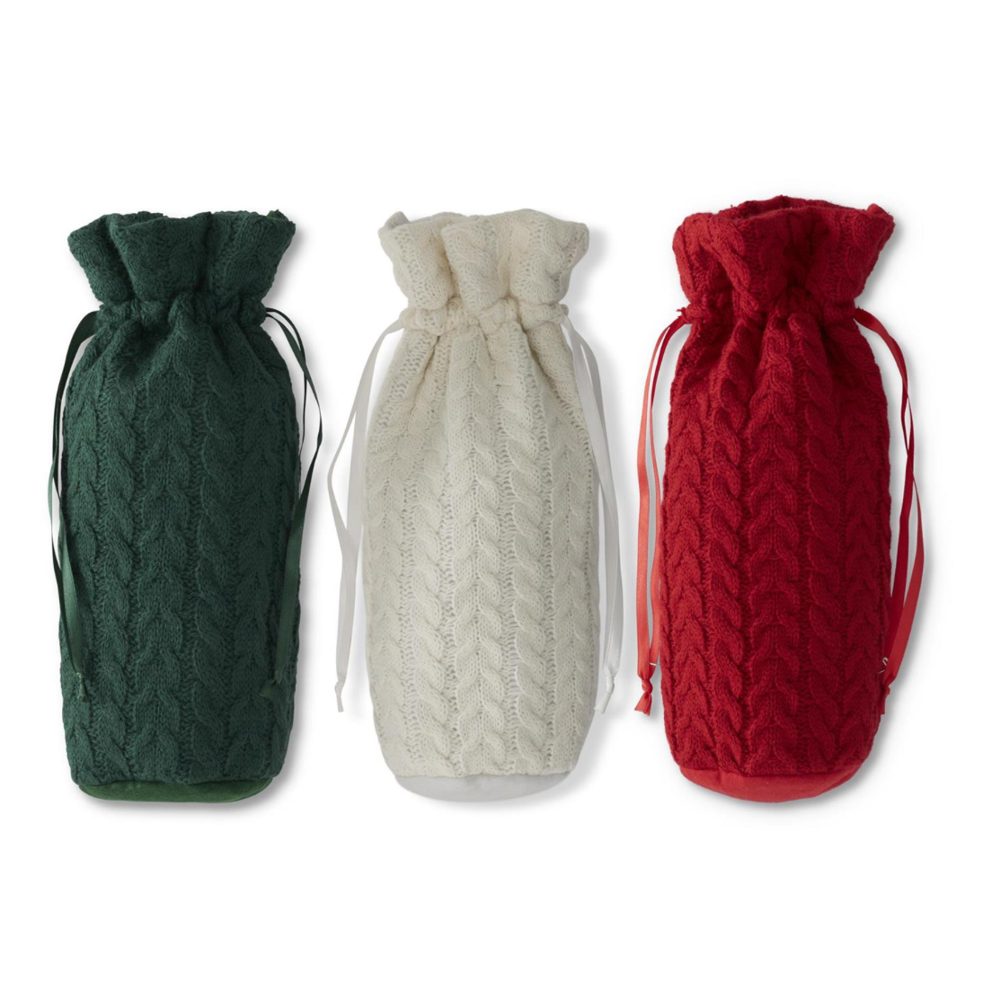 Cable Knit Wine Bags - 11.5"