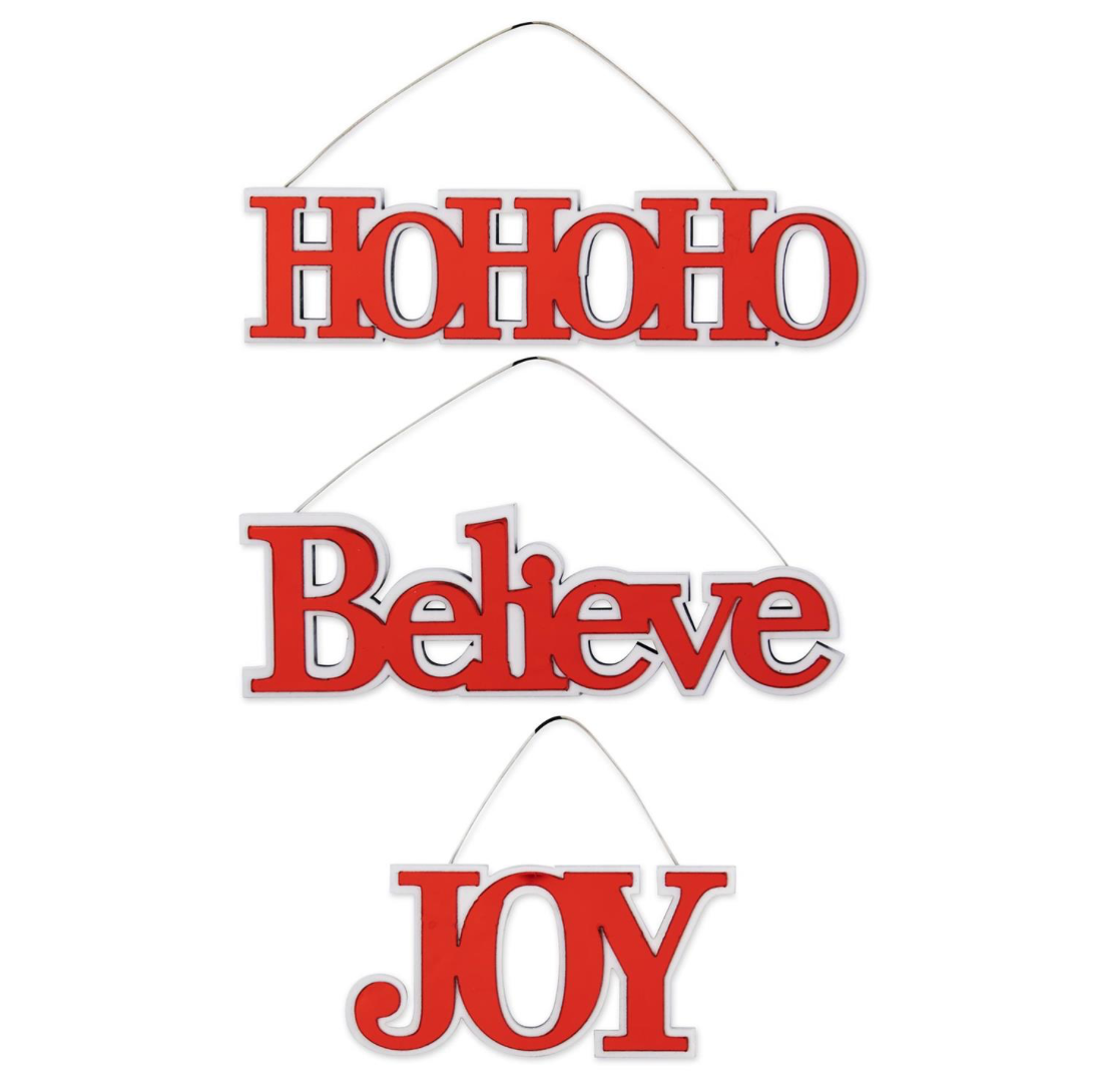 Red & White Christmas Message Cutout Ornament