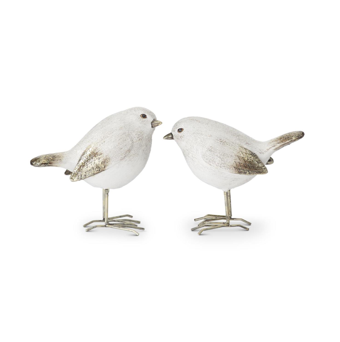 White & Gold Glittered Birds