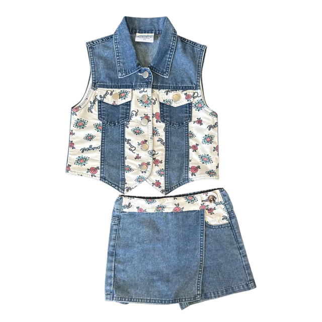 Girl's Shea Baby Retro Cowgirl Skort Set
