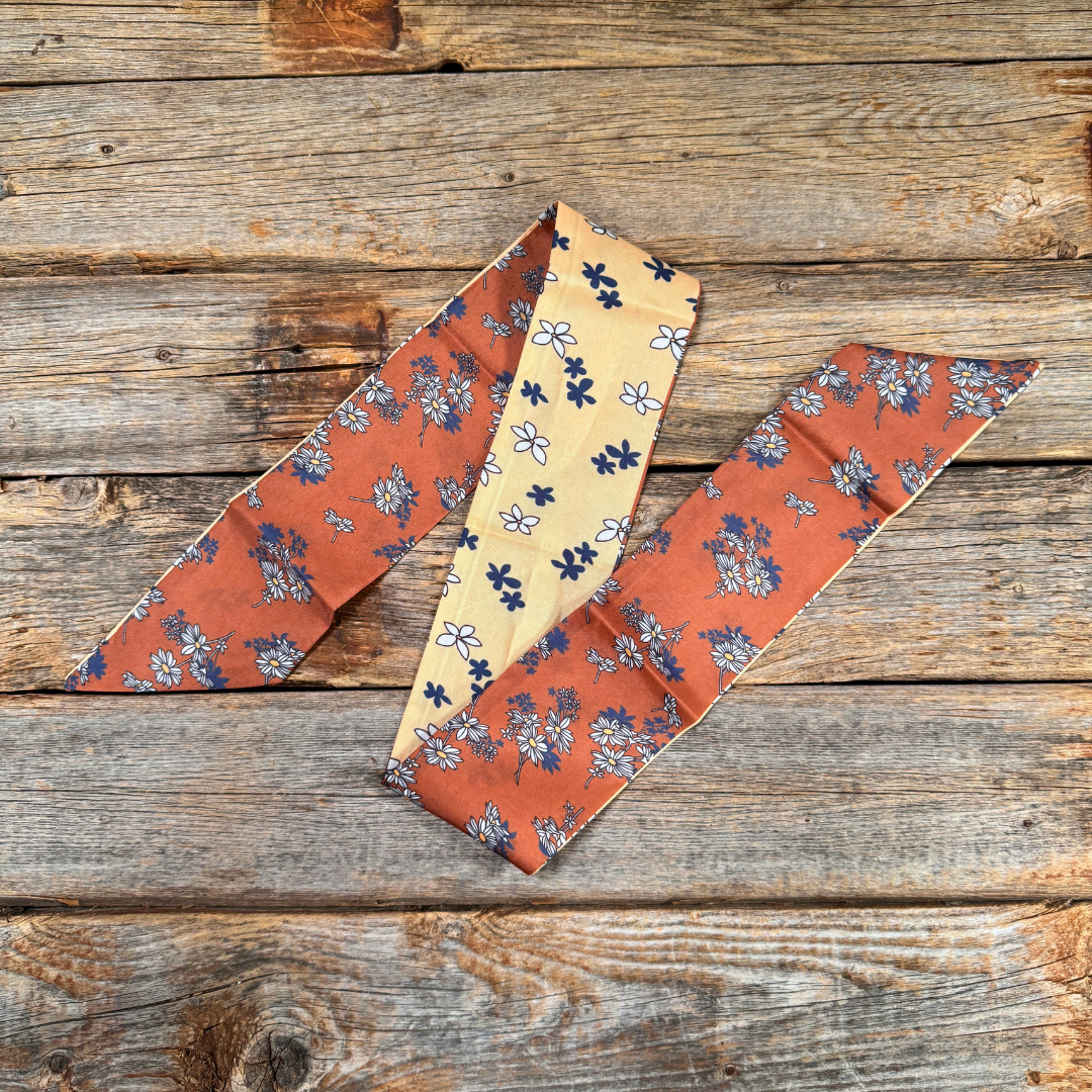 Brown and Tan Skinny Mini Wild Rag Scarf