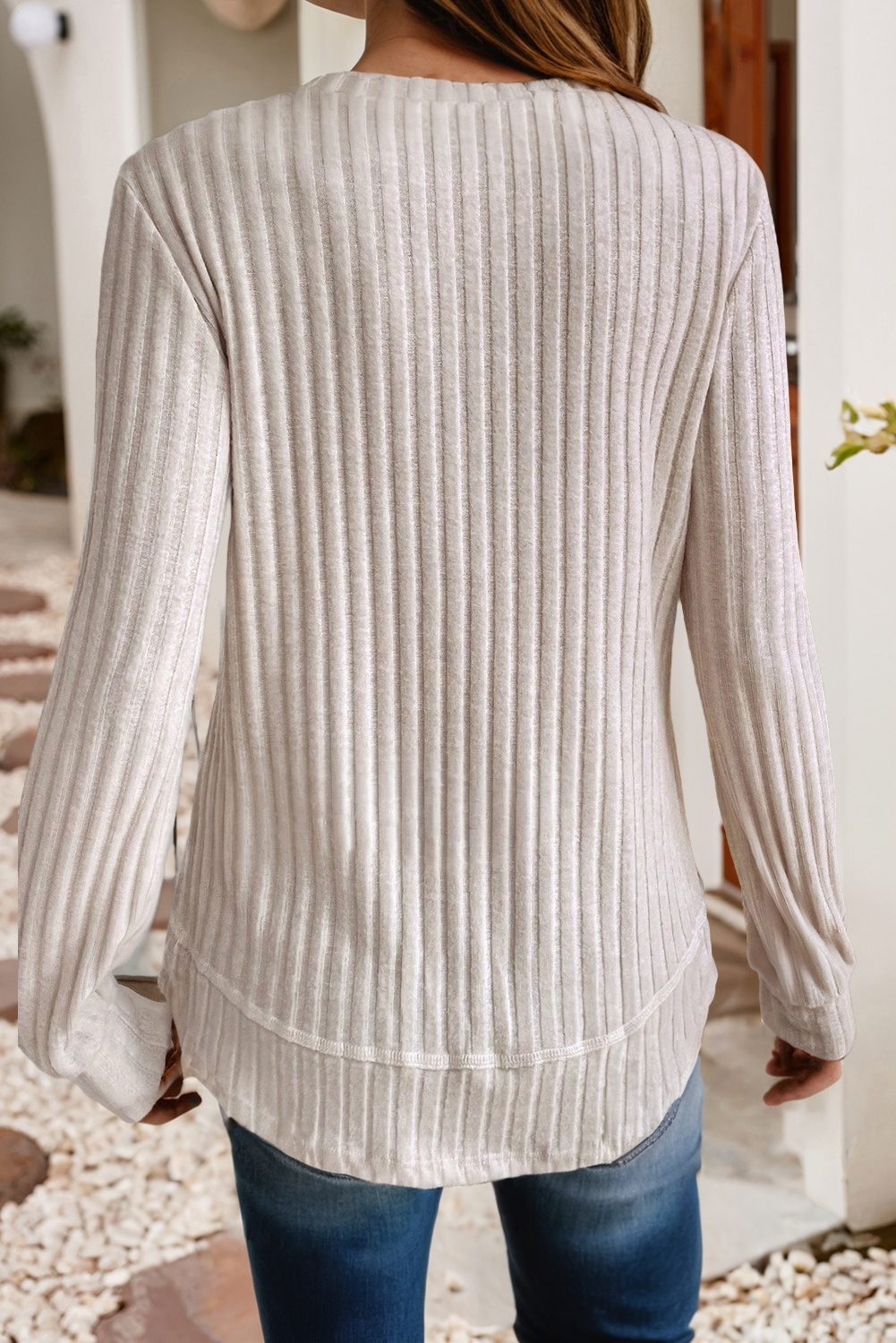 Women's Ribbed Knit Sweater Top