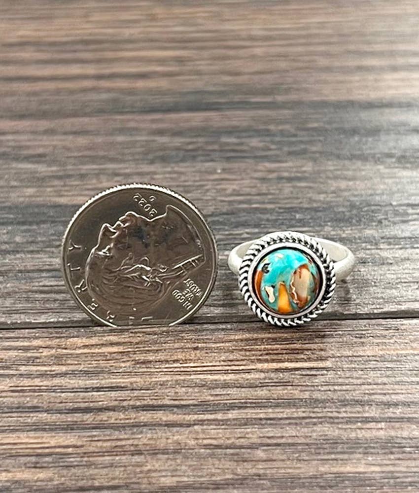 10mm Round Gemstone Adjustable Ring