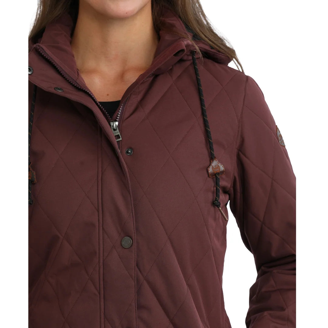 Women's Cinch Quilted Barn Coat - Burgundy