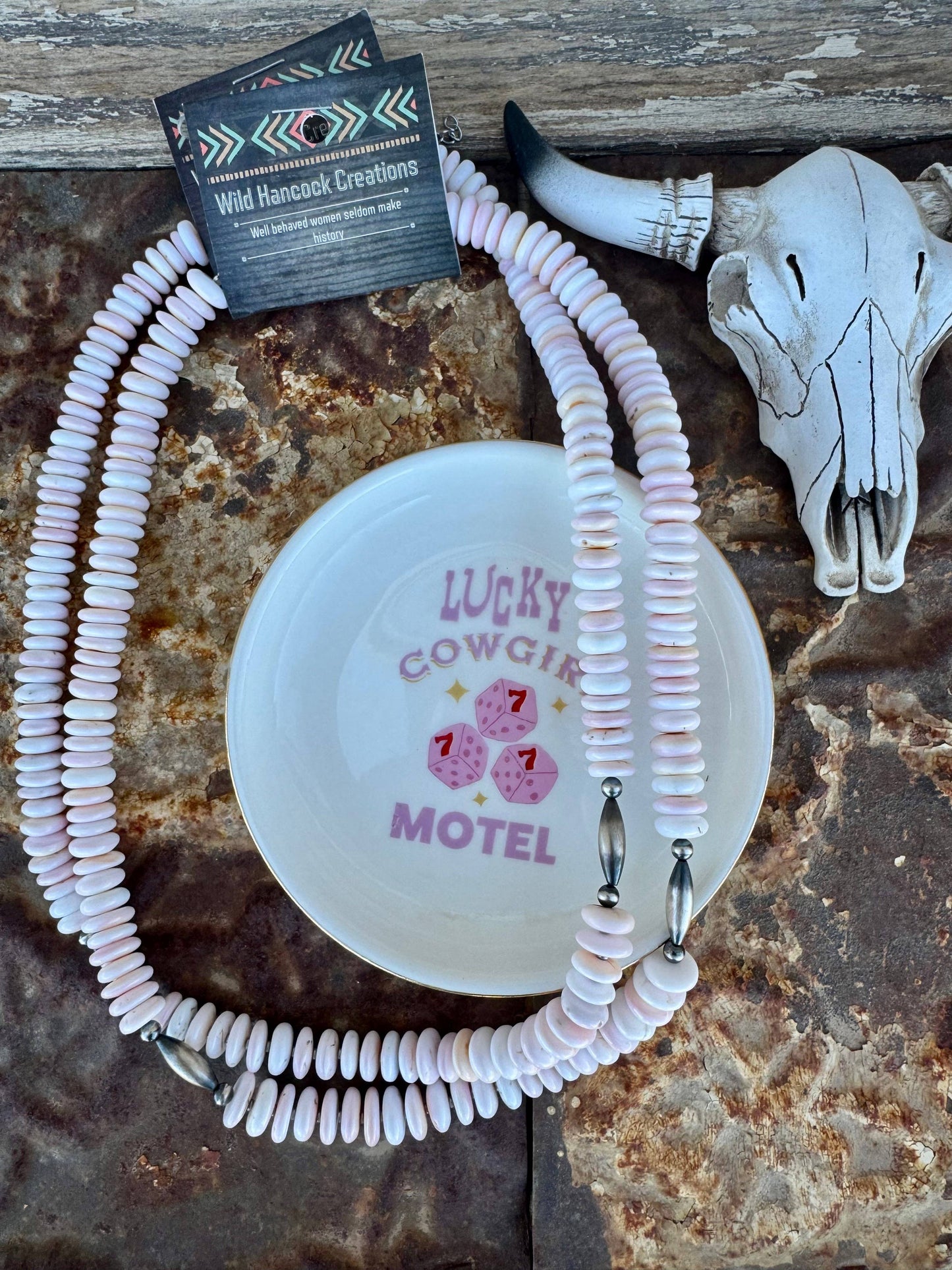 Western Pink Conch Necklace/Navajo Pearl Necklace/Boho